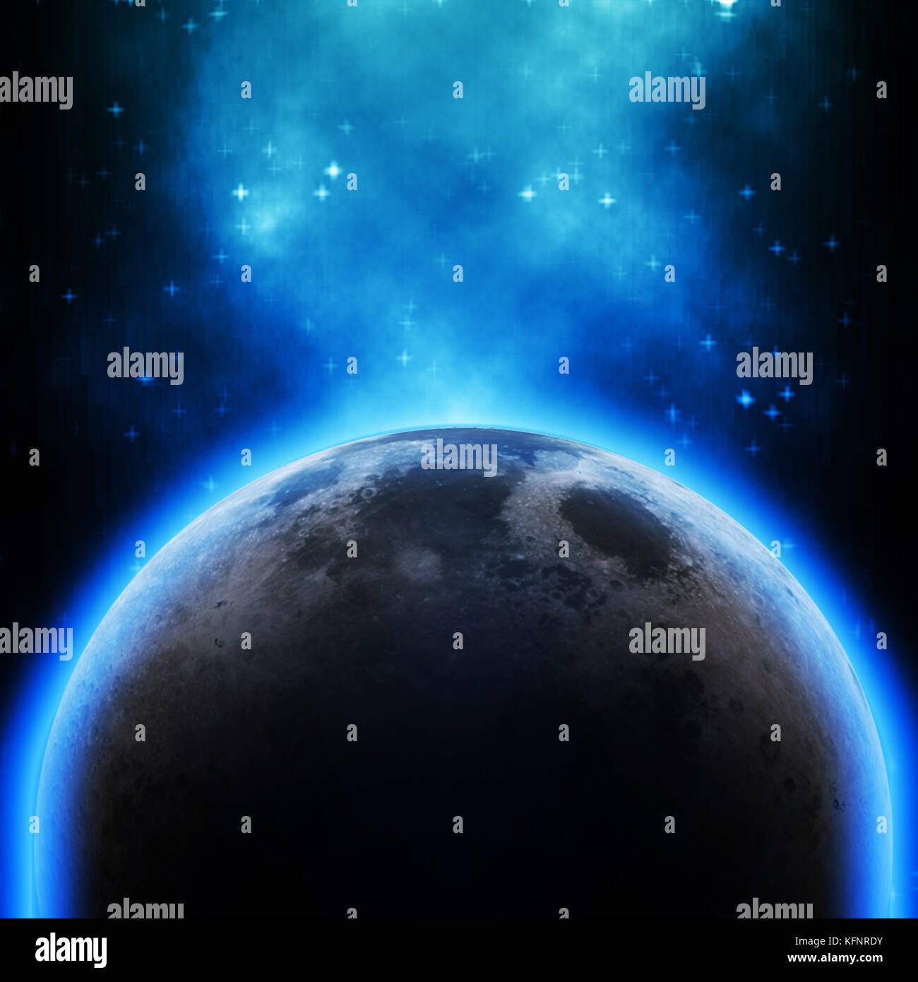 Highly detailed moon of the solar system in blue effect light. Elements of this image furnished by NASA Stock Photo