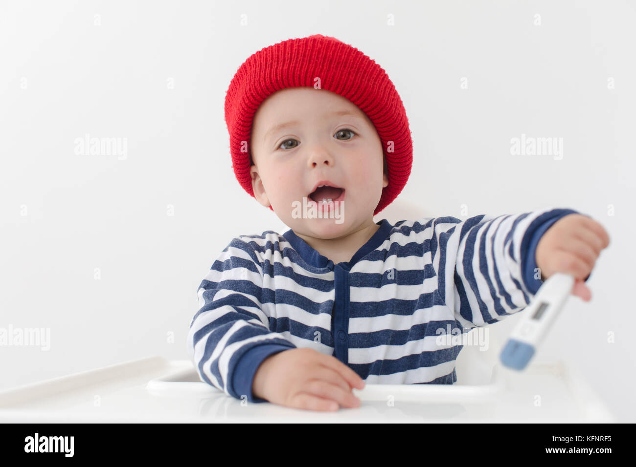 Baby with thermometer Stock Photo Alamy