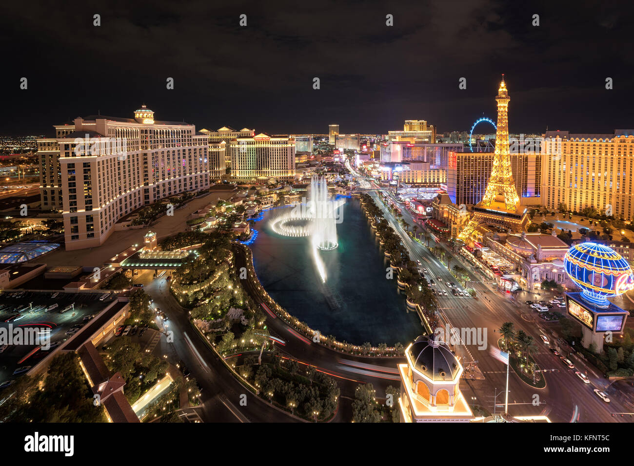 Aerial view of Las Vegas strip at night Stock Photo