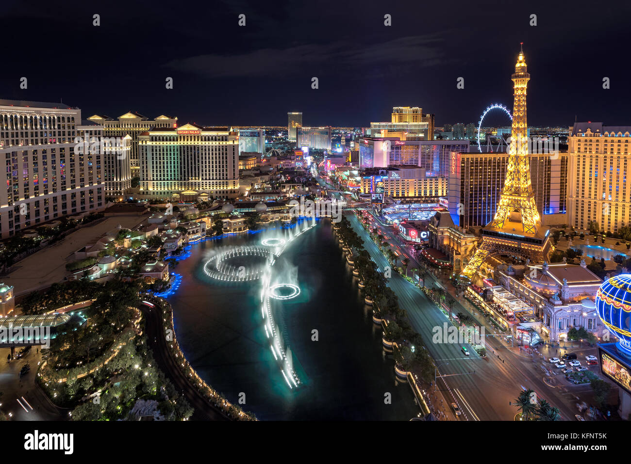 Aerial view of Las Vegas strip at night Stock Photo