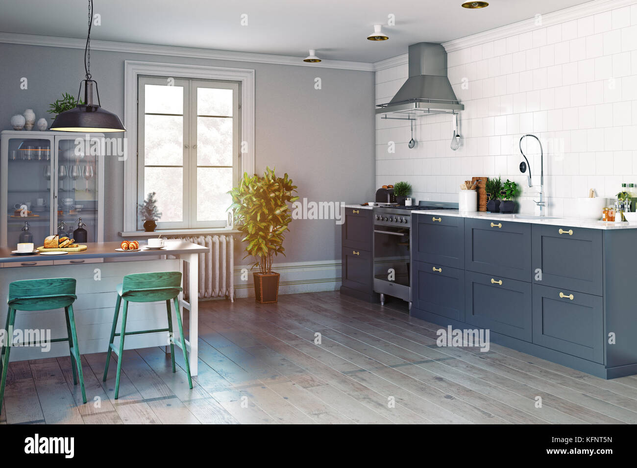 White Kitchen Design. Scandinavian, Clean, Simple Kitchen Interior ...