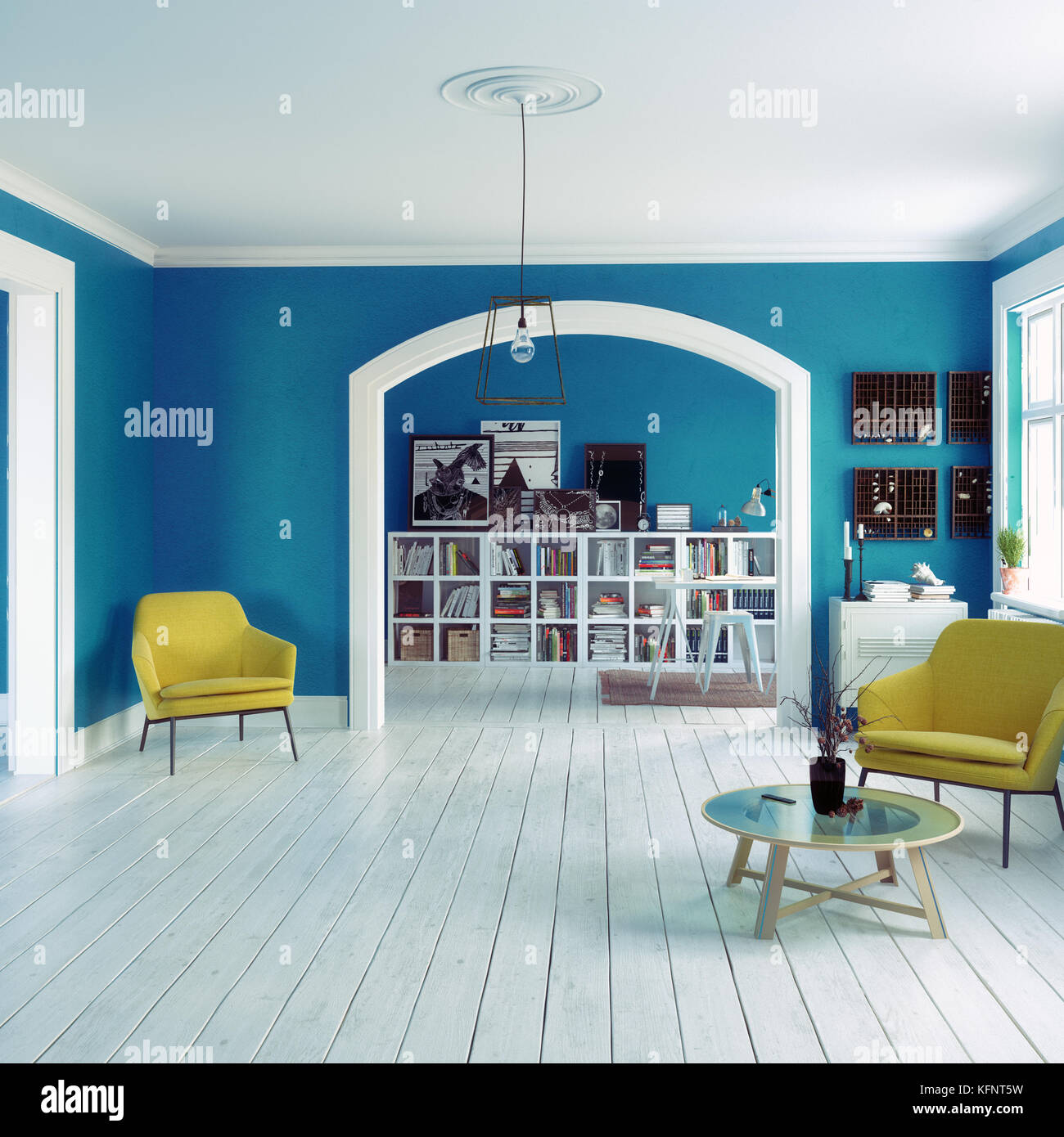 The Modern interior. Scandinavian design style. 3d rendering ...