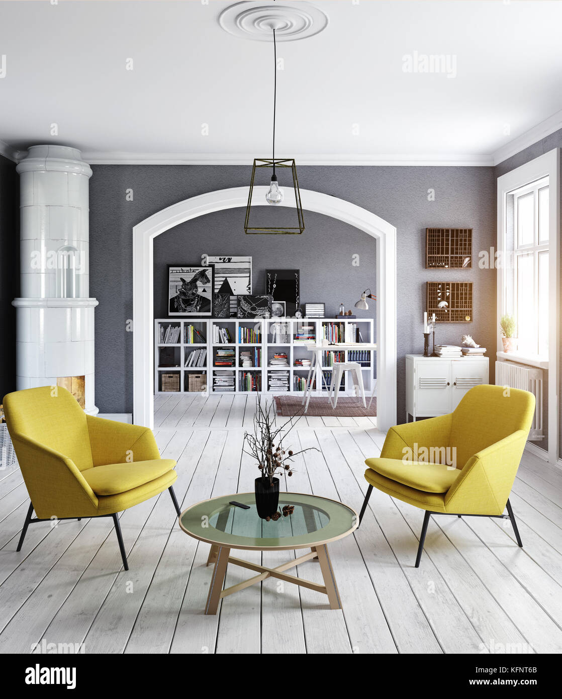 The Modern Interior Scandinavian Design Style 3d Rendering