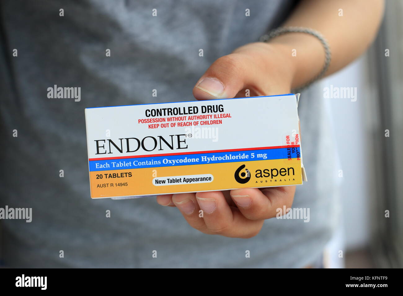 NOT AN ACTUAL MEDICATION - STOCK PHOTO ONLY! - Prescription painkiller Endone - strong pain killer Stock Photo
