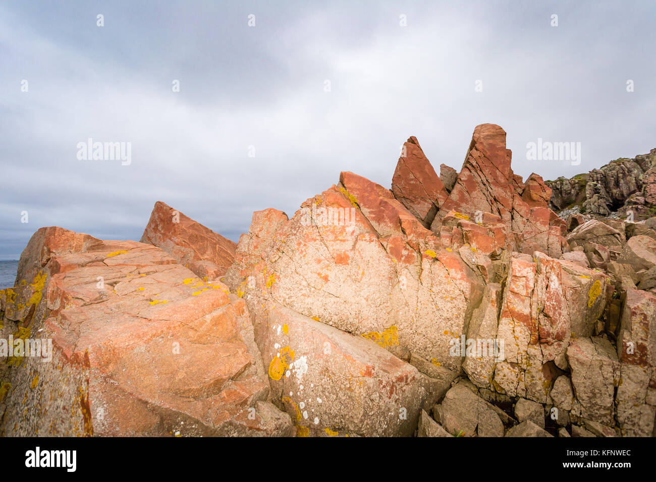 Rocks by the coastline in Hovs Hallar Skane Sweden Stock Photo