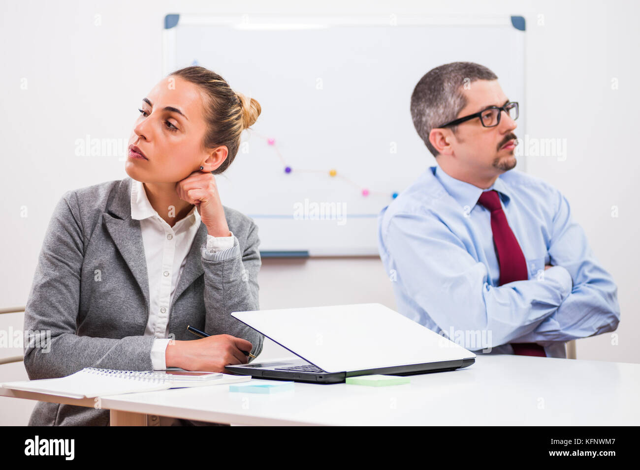 Business colleagues are not talking to each other. Stock Photo