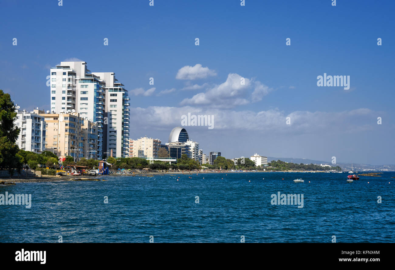 Coastline and beach of  Limassol, Cyprus Stock Photo