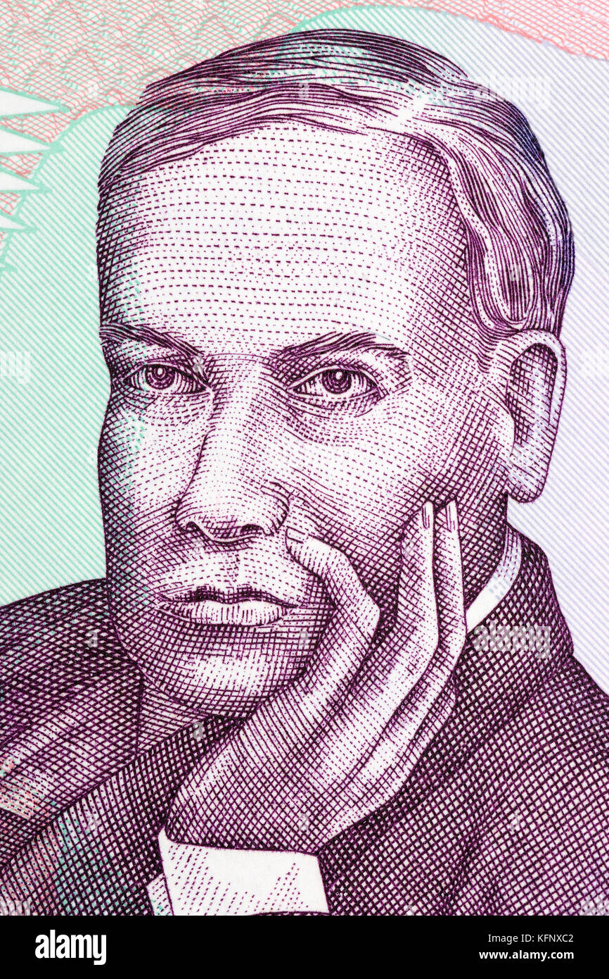 Ruben Dario portrait from Nicaraguan money Stock Photo