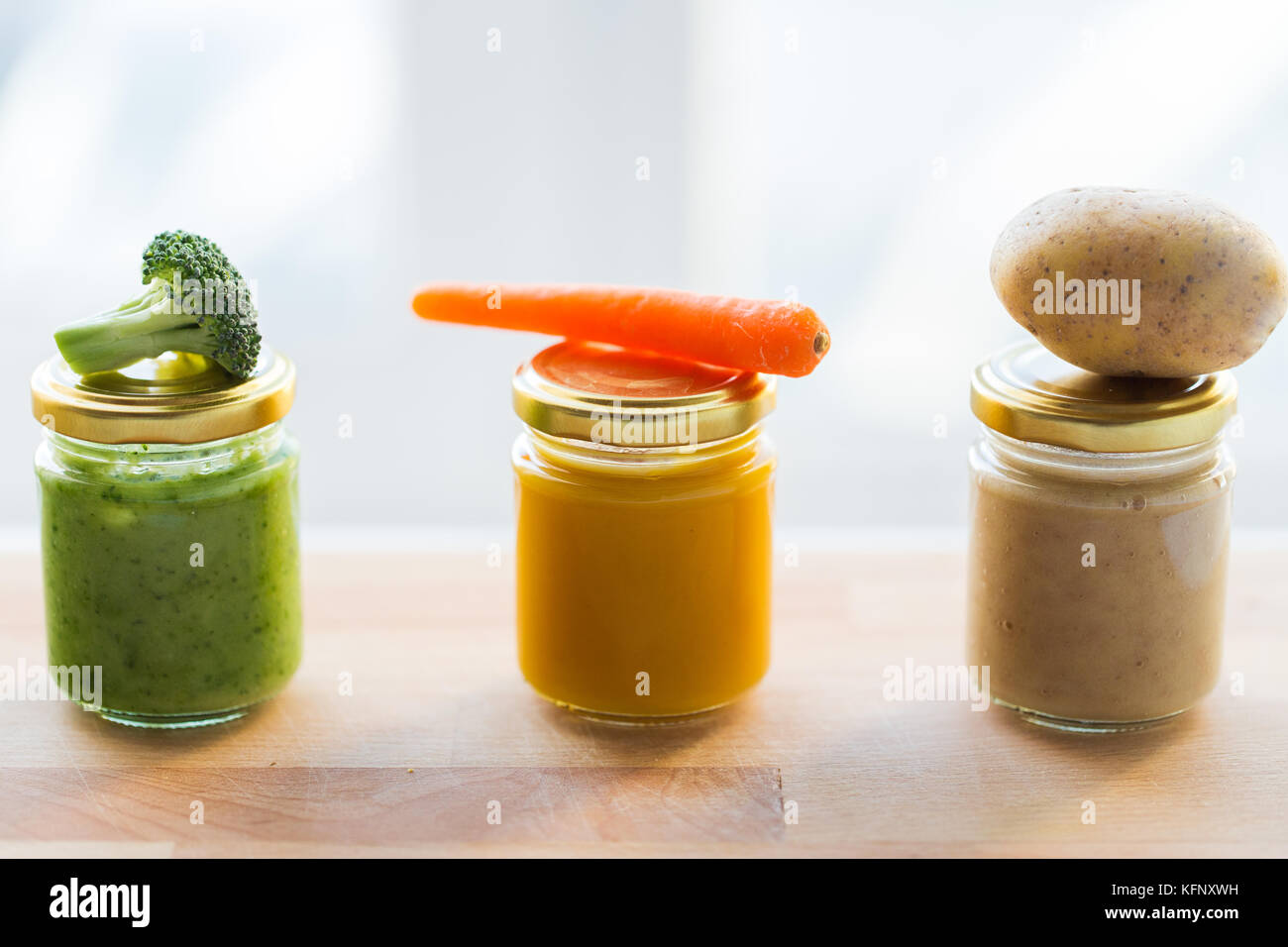 Download Vegetable Puree Or Baby Food In Glass Jars Stock Photo Alamy PSD Mockup Templates