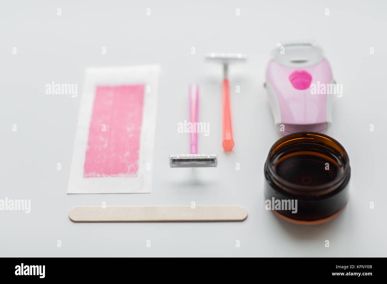 Safety Razor Epilator Hair Removal Wax And Patch Stock Photo