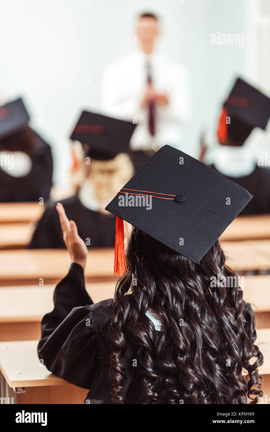 student girl in graduation hat Stock Photo