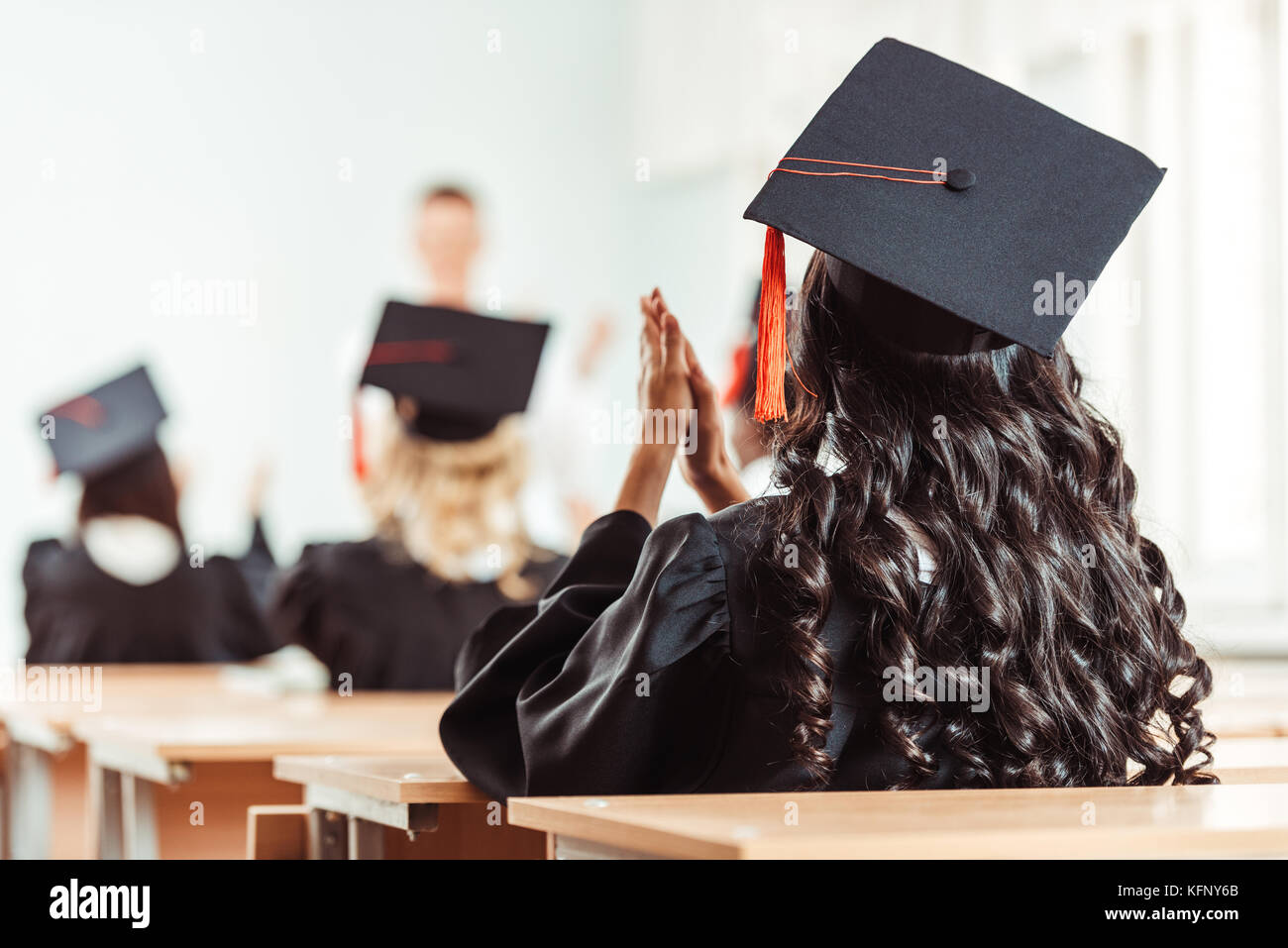 student girl in graduation hat Stock Photo
