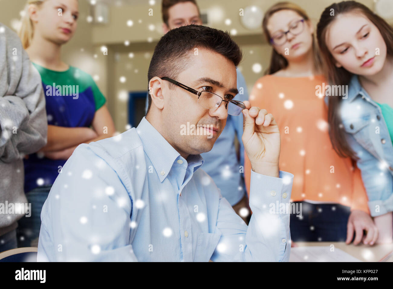 group of students and teacher at school classroom Stock Photo - Alamy