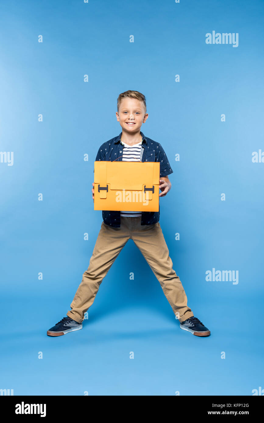 boy with paper briefcase Stock Photo Alamy