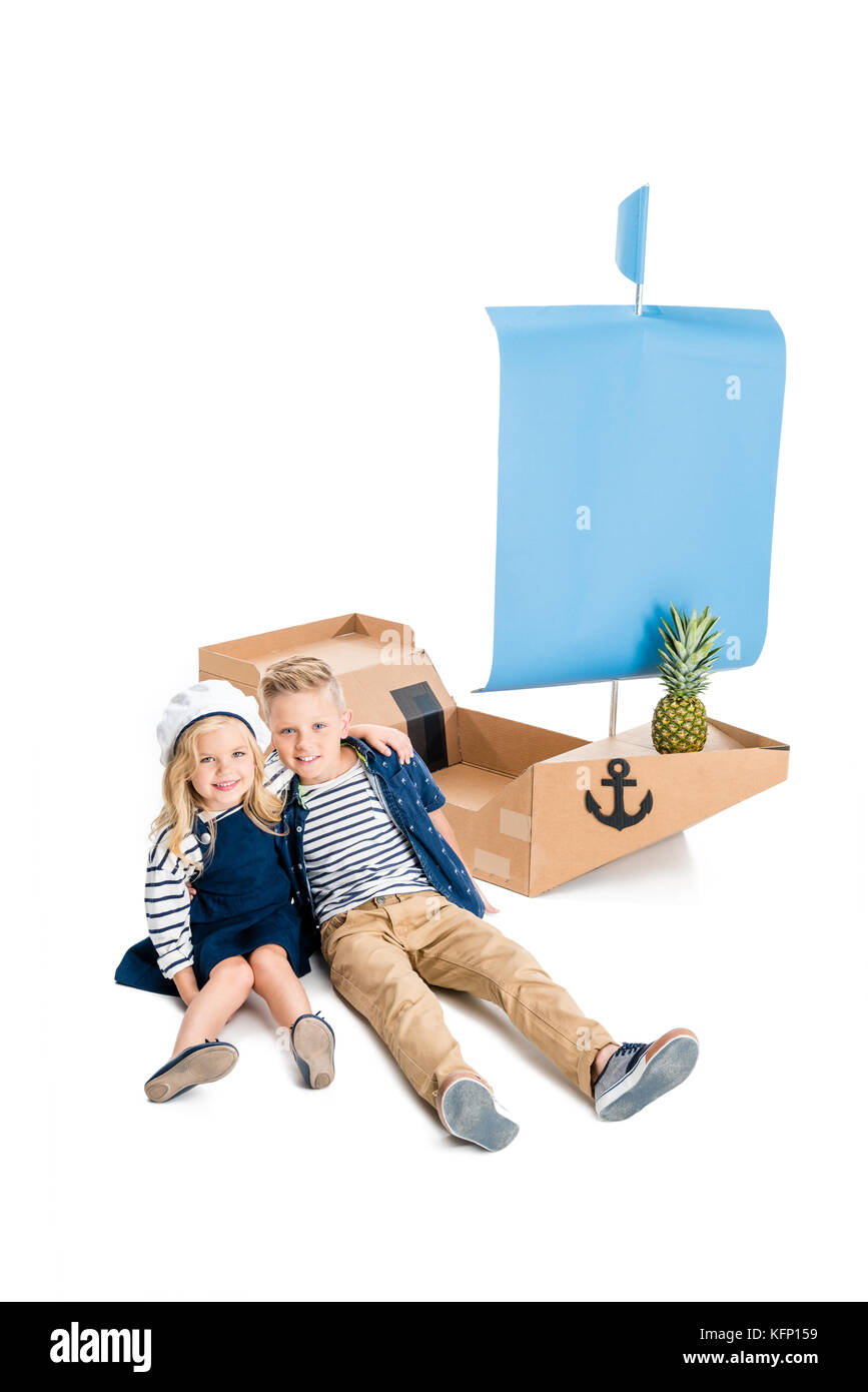 kids with toy ship Stock Photo - Alamy