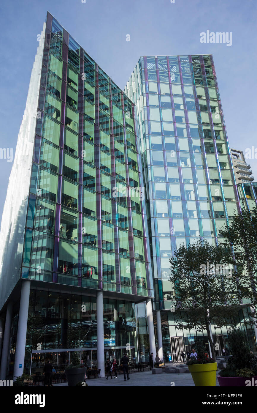 Modernistic looking offices on Brock Street, Triton Square Mall, Regent's Place, London, NW1, England, U.K. Stock Photo