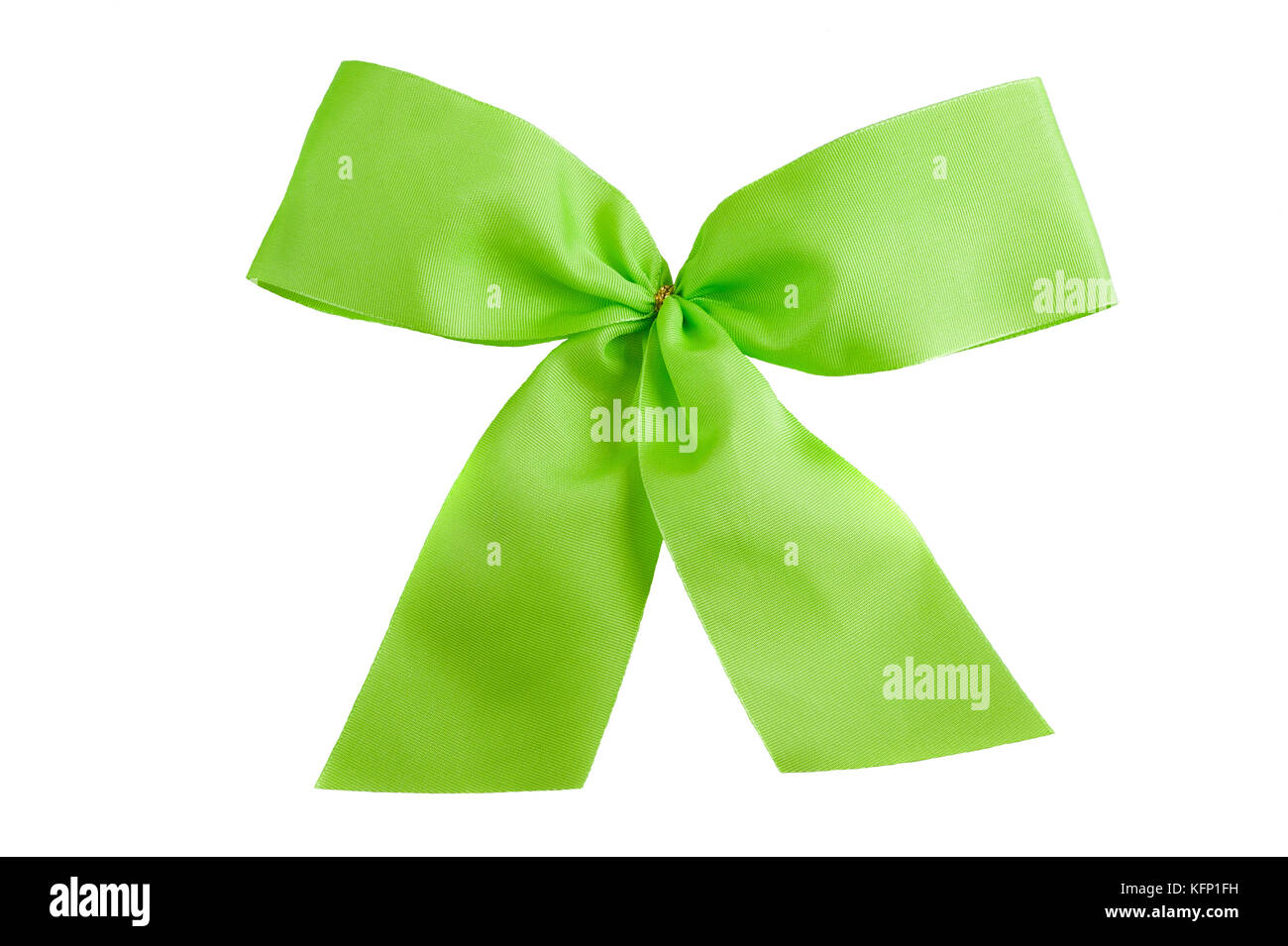 Green Bow isolated on white Stock Photo