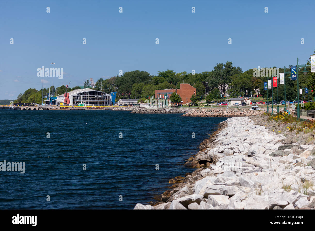 The Joan Harriss Cruise Pavilion at the Port of Sydney, Nova Scotia Canada. Stock Photo