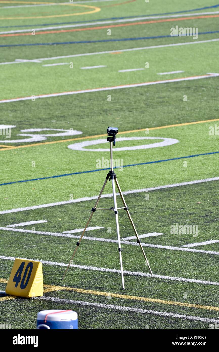 Camcorder on football sidelines Stock Photo