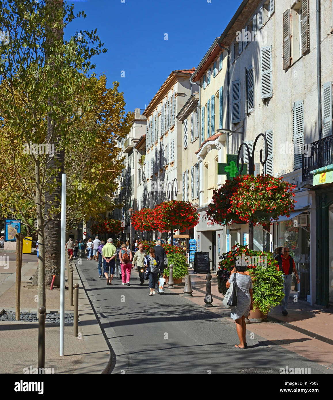 Antibes, France - September 21, 2017; Visitors Stroll in Antibes Square, Cote d;azur, provence france Stock Photo