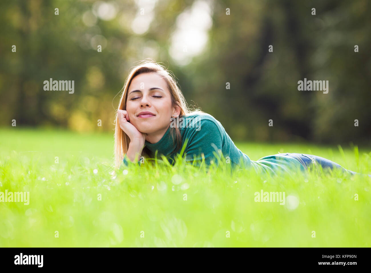 Woman relaxing in nature hi-res stock photography and images - Alamy