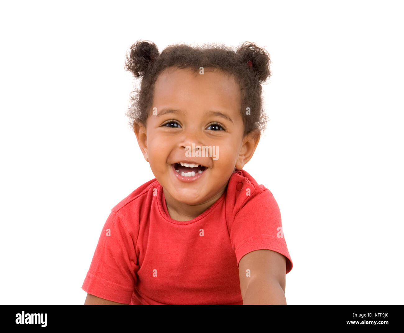 Small african baby with one year old isolated on a white background Stock Photo