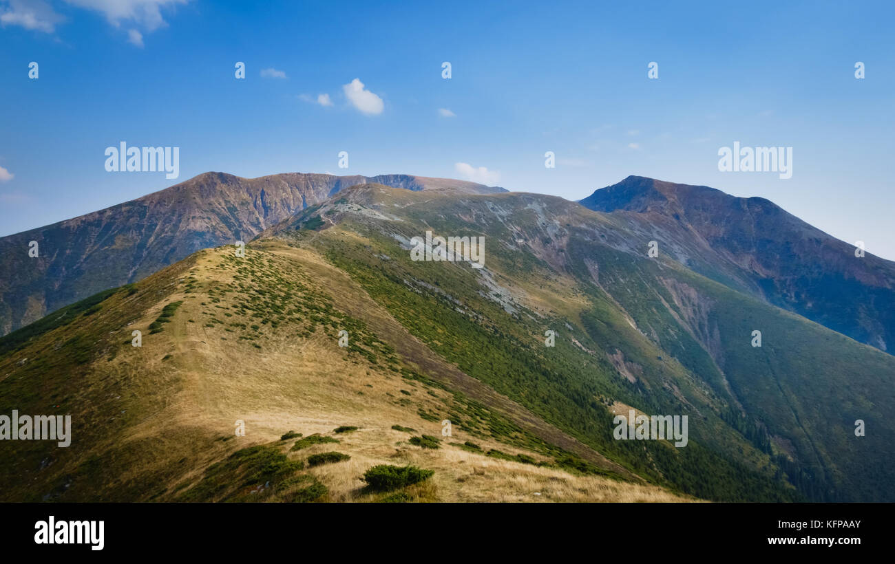 Summer landscape on top of the mountains in Parang, Carpathian Mountains, Romania, Europe. Stock Photo