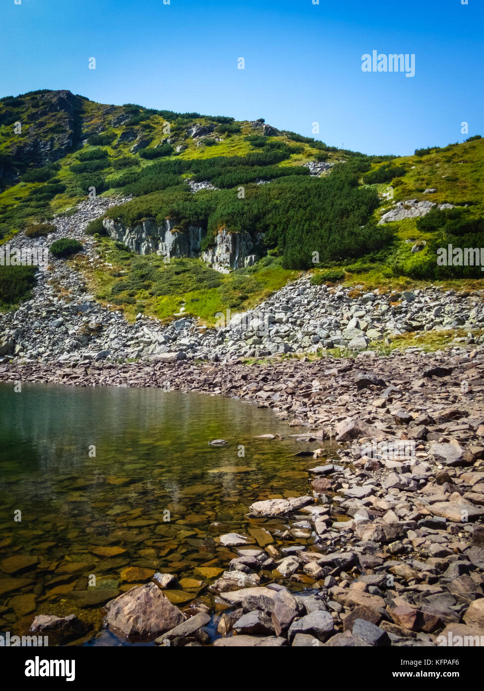 Landscape at the Mija Lake in the Parang Mountains, Carpathians, Romania, Europe. Stock Photo