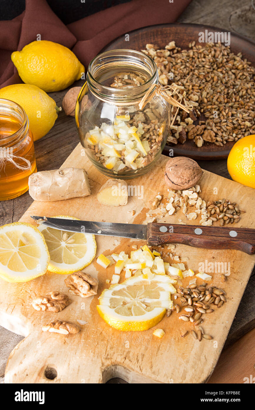 Ingredient for preparing healthy food mix of lemon, germinated wheat