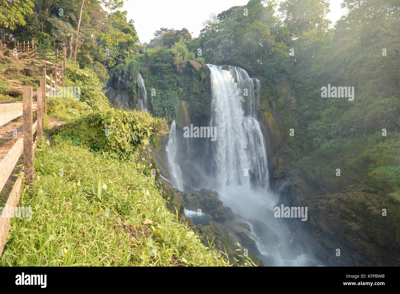 Pulhapanzak waterfalls in the Lake Yojoa region in Honduras. Central America Stock Photo