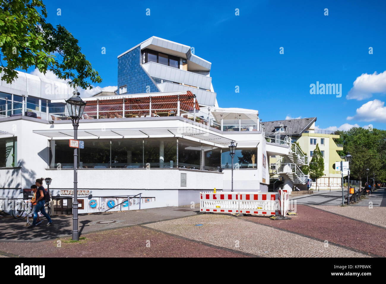 Berlin , Alt-Tegel.Tegeler Seeterrassen,Tegel lake terrace restaurant and bar.Modern waterside building Stock Photo