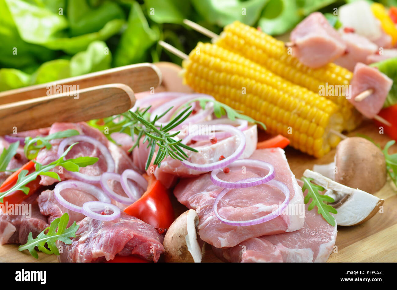 Fresh meat and vegetables for barbecue Stock Photo Alamy