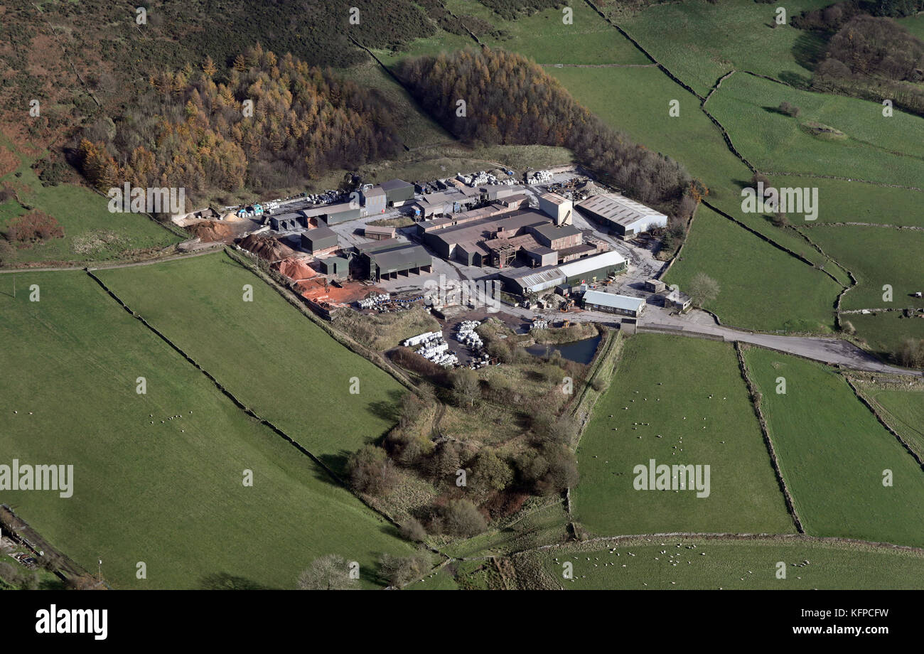 aerial view of Fine Grinding Ltd factory in the Peak District, UK Stock Photo