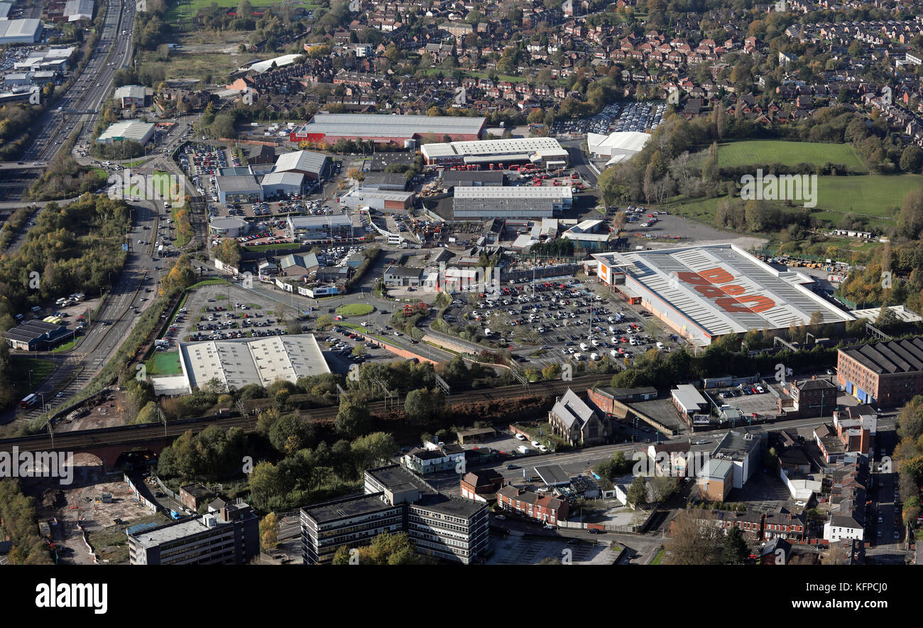 aerial view of the B&Q at Stockport Stock Photo Alamy