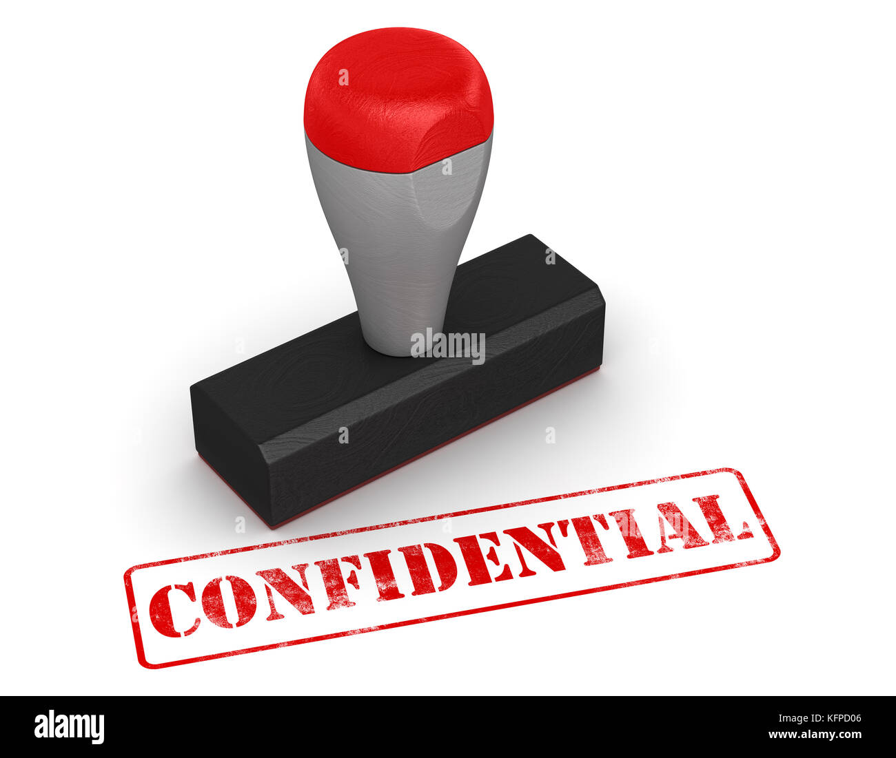 Rubber stamp - confidential , computer generated image. 3d rendered image. Stock Photo