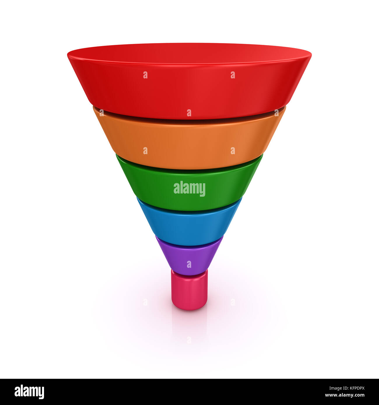 Funnel chart. 3d render and computer generated image. isolated on white