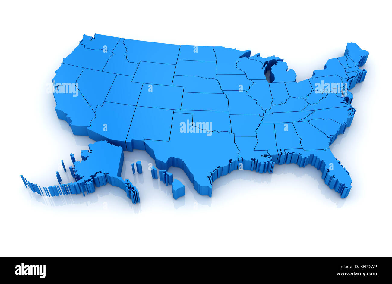 Map of USA. 3d render and computer generated image. isolated on white ...