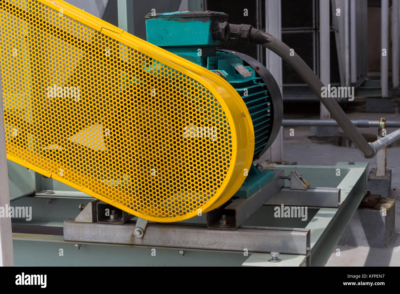 Belt Guard safety protection for motor of air blower Stock Photo Alamy