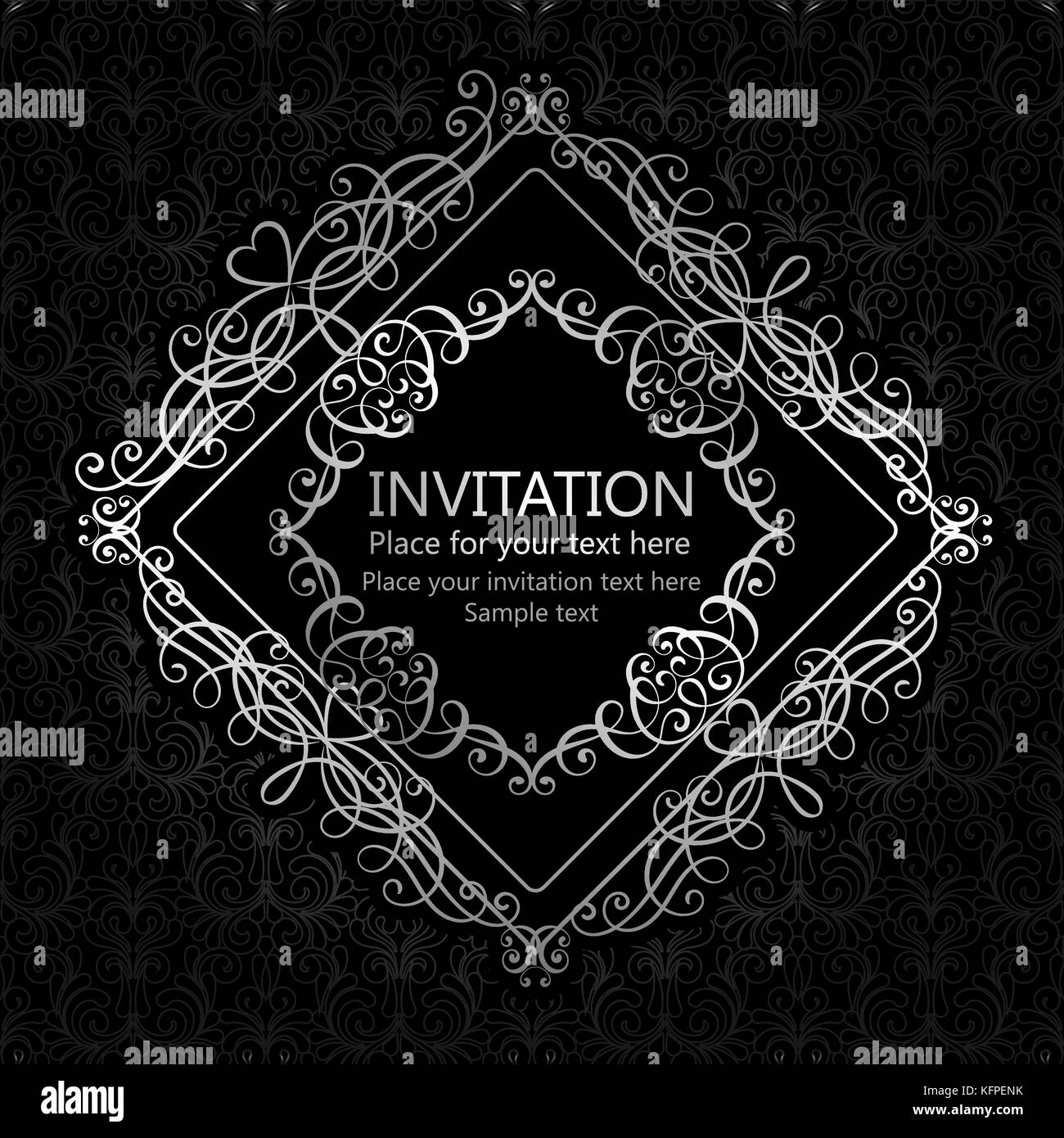 Abstract Background With Calligraphic Luxury Silver Flourishes And