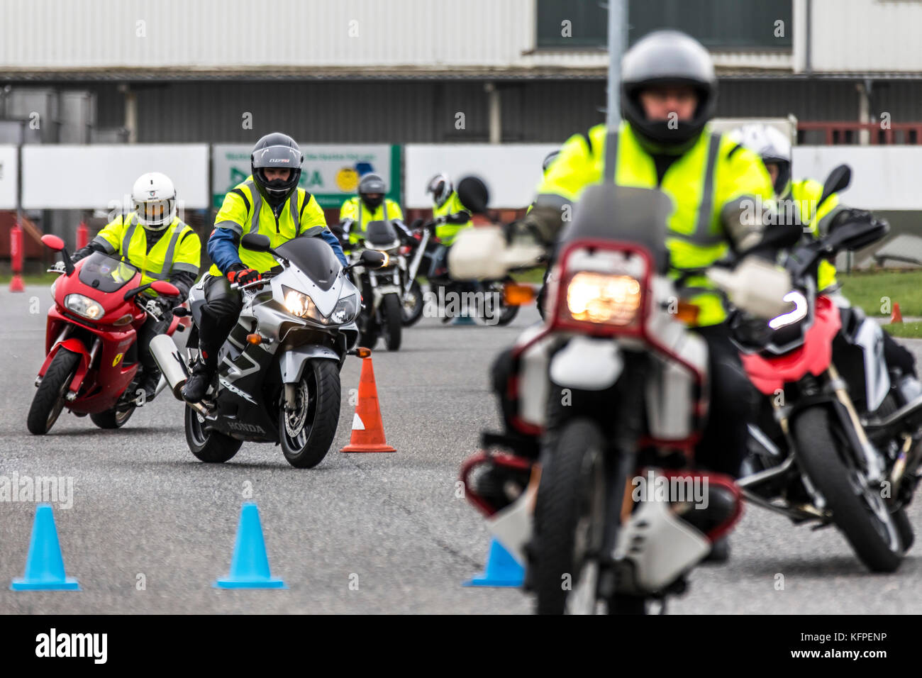 Driver safety training for motorcyclists, in the driving safety center Rheinberg, Germany, Stock Photo