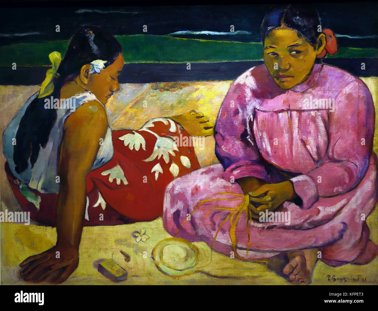 Gauguin tahitian women on the beach hires stock photography and