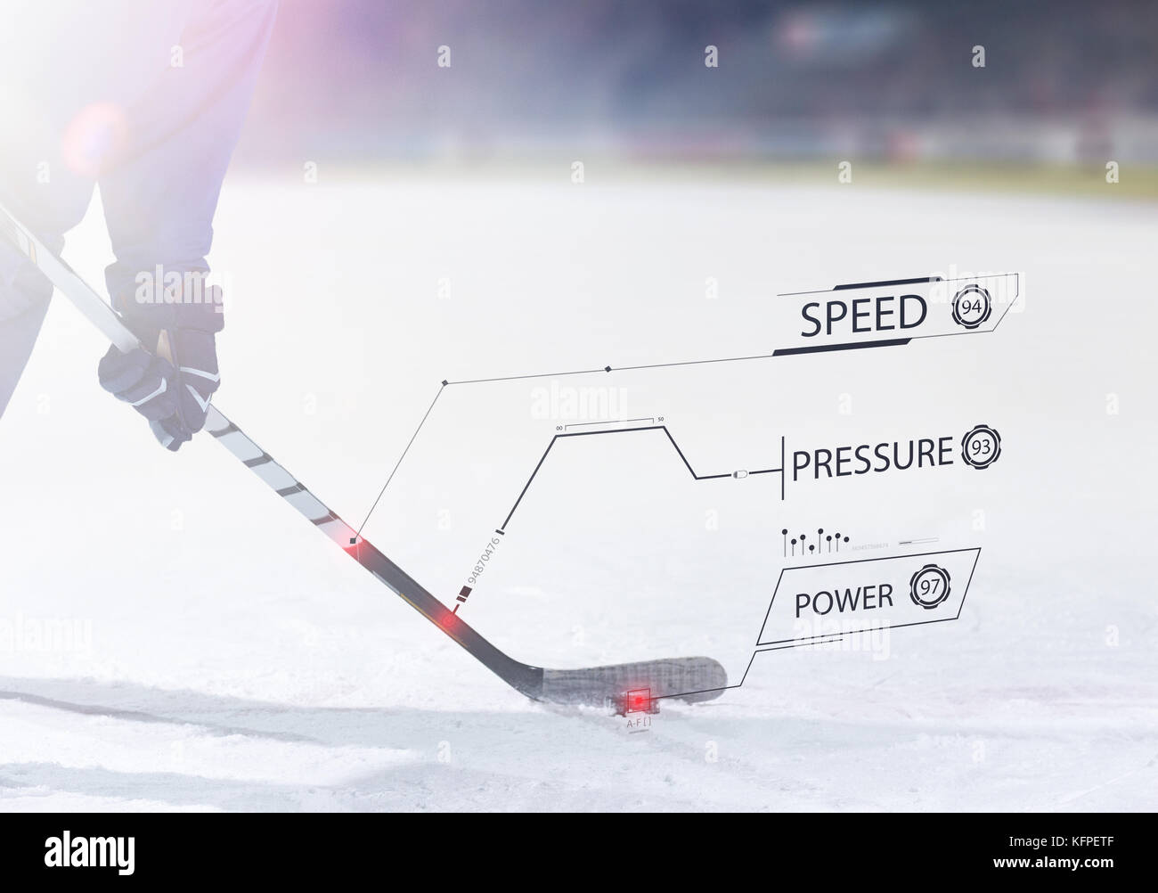 ice hockey player in action kicking with stick Stock Photo Alamy