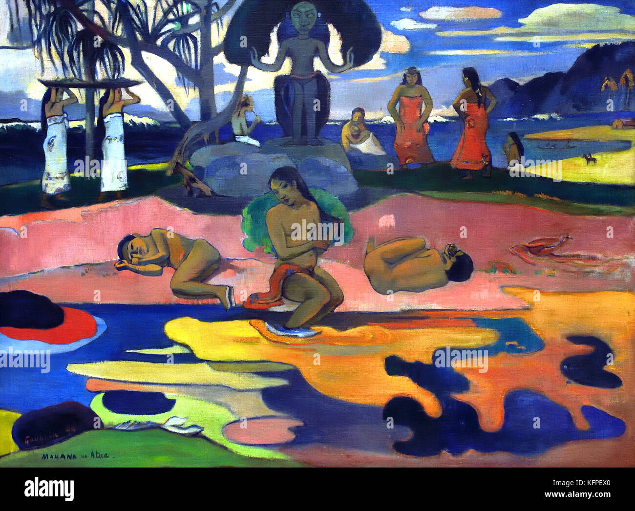 Mahana no Atua (Le Jour de Dieu) The Day of God 1894 Paul Gauguin - Eugène Henri Paul Gauguin 1848 – 1903 was a French post-Impressionist artist, France. ( Died ,8 May 1903, Atuona, Marquesas Islands, French Polynesia ) Painter, Sculptor. Stock Photo