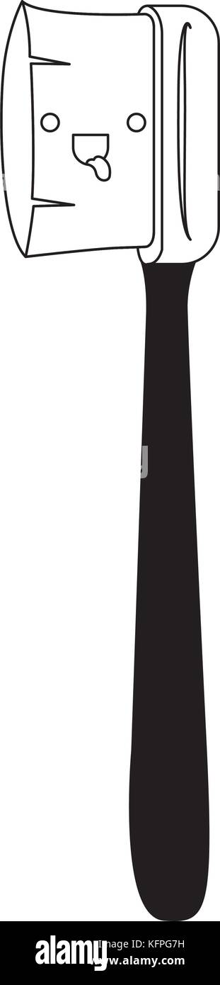 manual toothbrush female kawaii in black silhouette Stock Vector Image ...