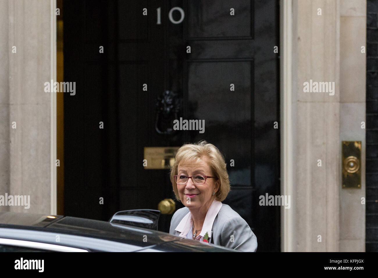 London, UK. 31st Oct, 2017. Andrea Leadsom MP, Lord President of the Council and Leader of the House of Commons, arrives at 10 Downing Street for a Cabinet meeting. Credit: Mark Kerrison/Alamy Live News Stock Photo