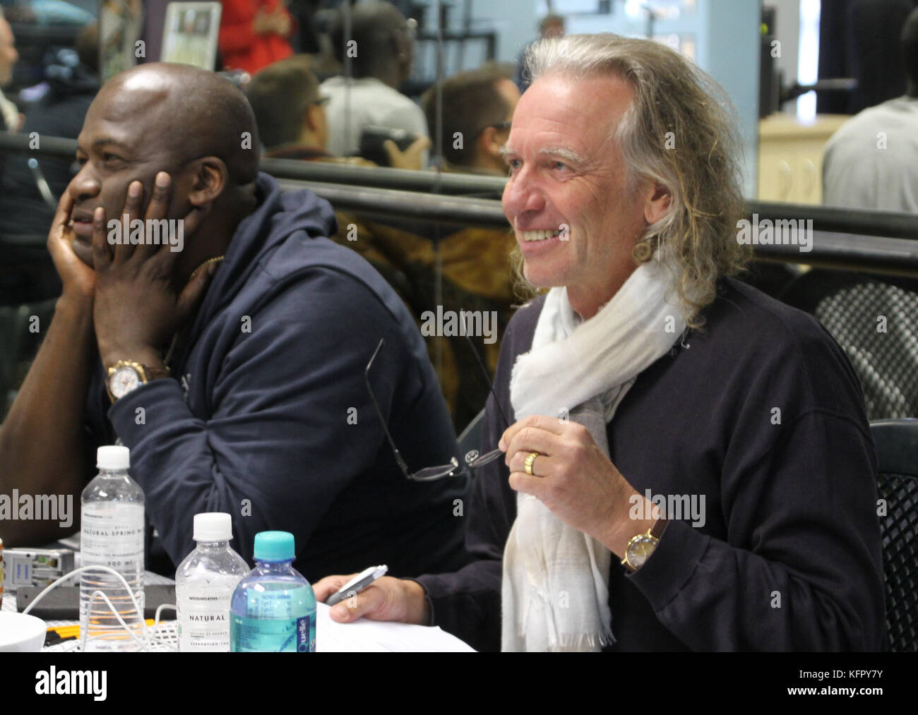 Cape Town, South Africa. 25th Sep, 2017. The artistic head Winston Ruddle (L) and producer Hubert Schober can be seen during a casting for the circus show 'Afrika! Afrika!' speaks during the casting of you talents in Cape Town, South Africa, 25 September 2017. The popular circus show by artist André Heller will restart in January 2018. Credit: Kristin Palitza/dpa/Alamy Live News Stock Photo