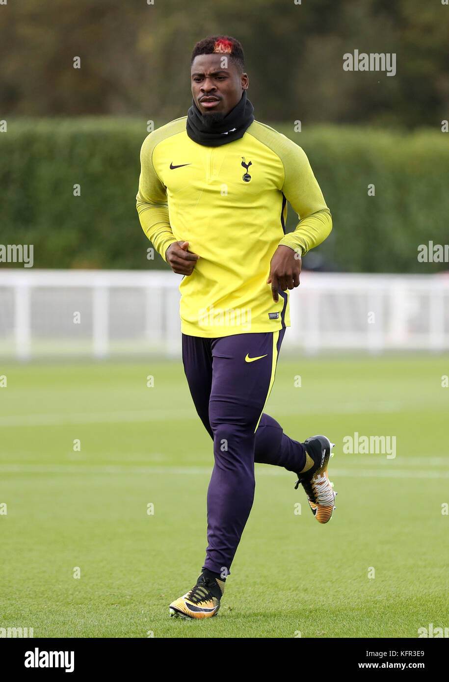 Tottenham Hotspur's Serge Aurier during the training session at Enfield Training Centre, London. Stock Photo