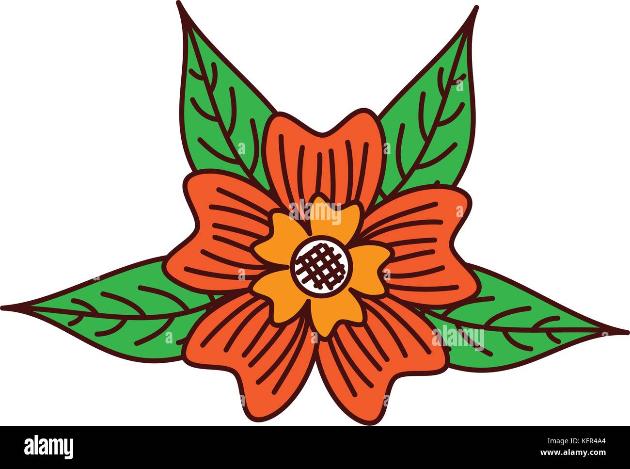 periwinkle flower adornment leaves foliage nature plant Stock Vector