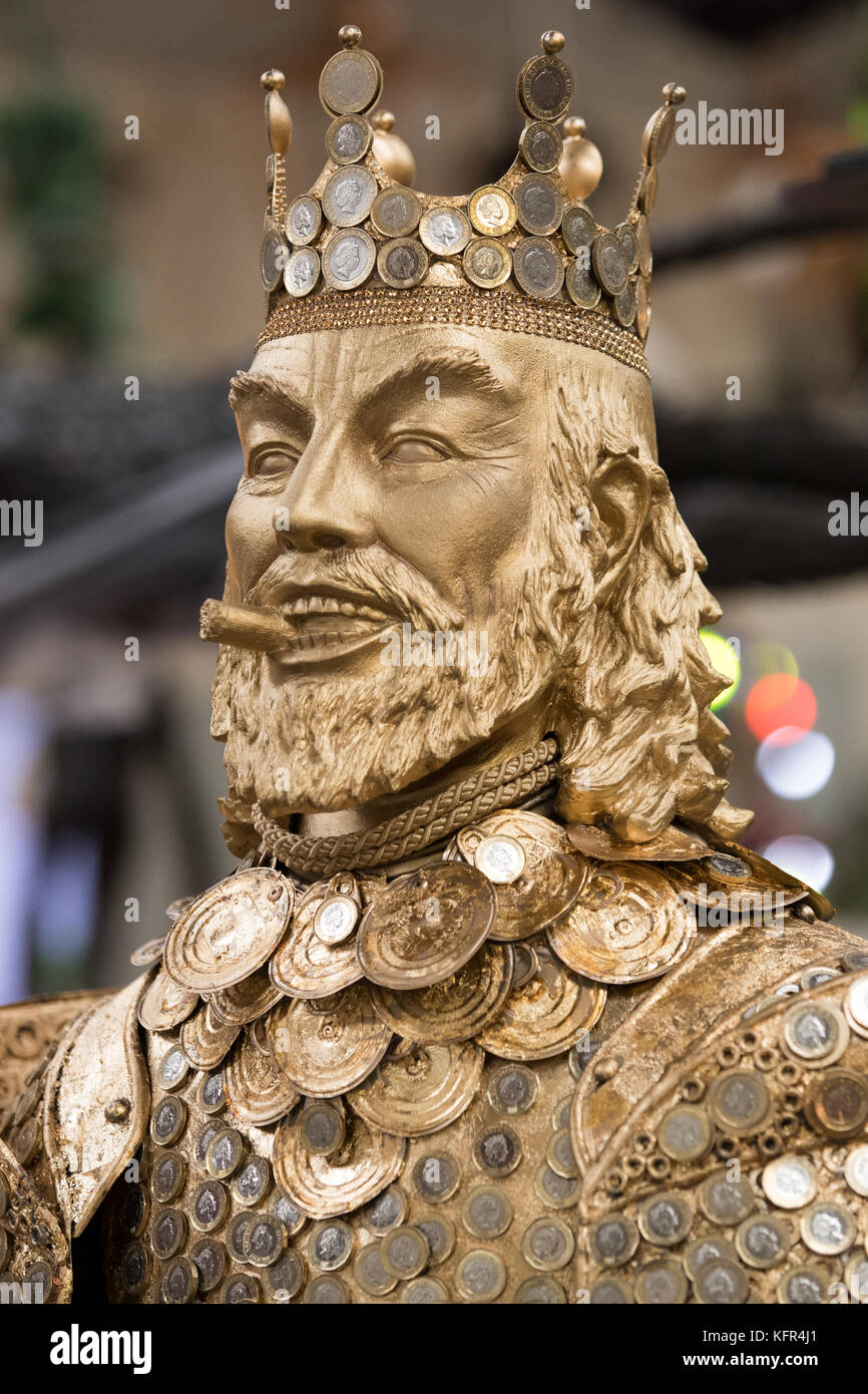 The head of theatrical designer Debbie Rees Deacon's creation, a King Midas statue made out of