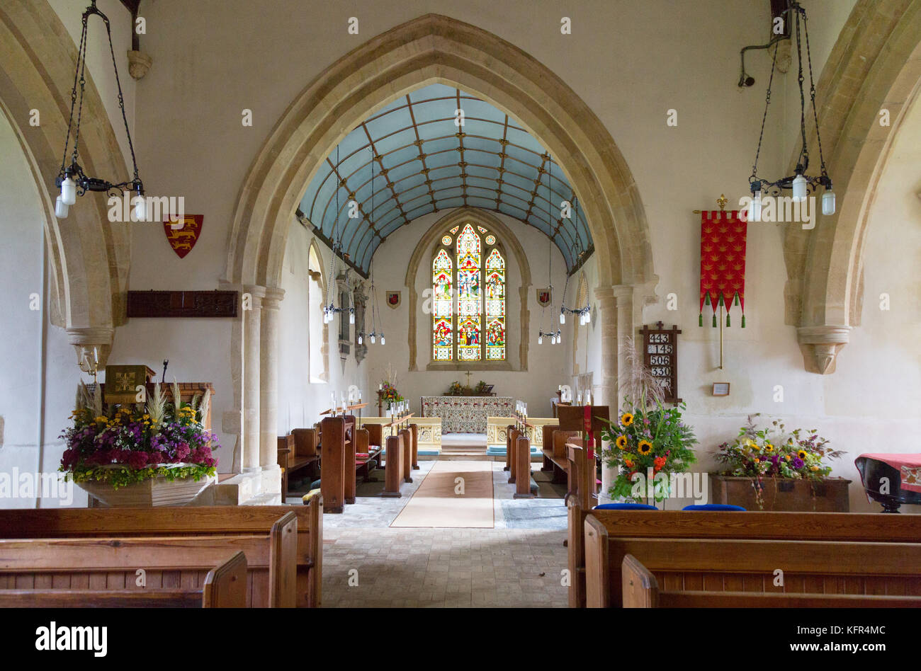 English Church UK - interior of St Denys Church, Northmoor, Oxfordshire UK Stock Photo